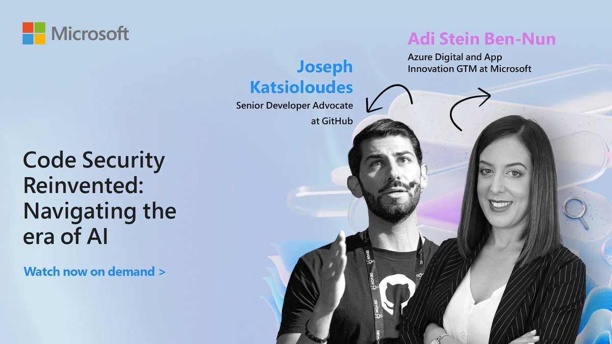 Want to secure your code like a pro? Watch our webinar to explore how developers can use AI and GitHub Copilot to build more secure software—faster and smarter. 🚀

msft.it/6014Slv2w 

#GenAI #SoftwareDevelopers