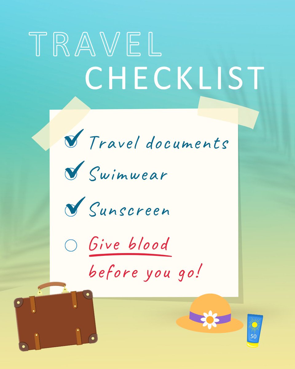 Heading off on an adventure this summer? 😎 Give blood before you go! 
Travel to some parts of the world may delay your next donation. Please try to squeeze in one more blood donation before you take off.  🏖️✈️
Find your closest clinic on our website! giveblod.ie
