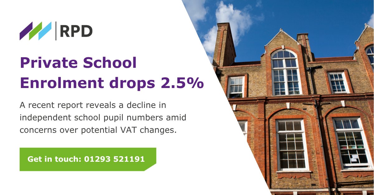 📉 Private school enrolment drops 2.5% – is VAT to blame?

At RPD, we help education providers navigate complex financial and tax landscapes, so you can plan with clarity, not confusion.

🎓 Find out more now: Link in our bio

#VATUpdate #EducationFinance #IndependentSchools