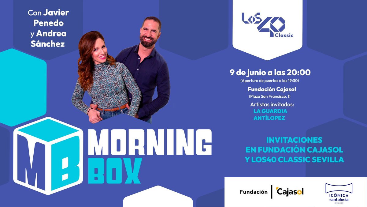 🎶 ¡Ven a disfrutar de una noche llena de música y buen ambiente! <a href="/MorningBox_/">Morning Box</a> de <a href="/Los40Classic/">LOS40 Classic</a> te trae un programa especial, conducido por <a href="/javierpenedo/">Javier Penedo</a> y Andrea Sánchez (<a href="/soylasirenitaa/">Andrea</a>), sobre <a href="/iconicafest/">Icónica Santalucía Sevilla Fest</a>.

Con la colaboración de <a href="/LUISROLLAN/">LUIS ROLLÁN</a> y las actuaciones de <a href="/antilopez/">Antílopez</a> y