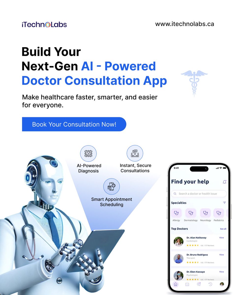 AI is transforming healthcare—and your next-gen doctor consultation app can be part of the change.

Let’s make healthcare better and easier for everyone - start building your AI doctor Consultation App today

➡️ Check it out at: itechnolabs.ca

#aihealthcare #healthtech