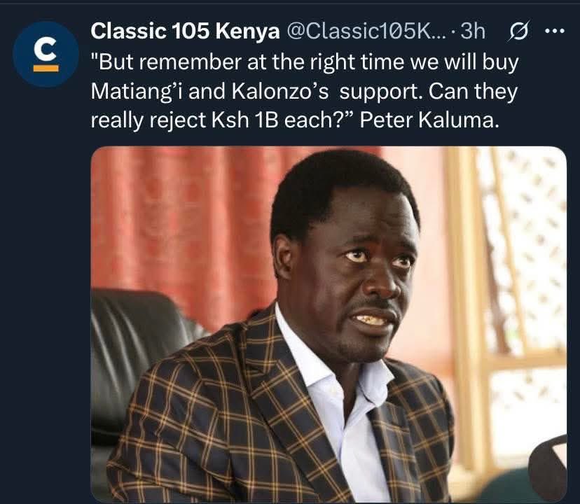 Peter Kaluma just admitted what many of us knew: Luo politicians are for hire. One billion shillings and they’ll sell their tribe to the highest bidder, again.

That’s why you’re always angry at me and poor. Your votes are emotional, but your leaders are transactional.😂😂😂