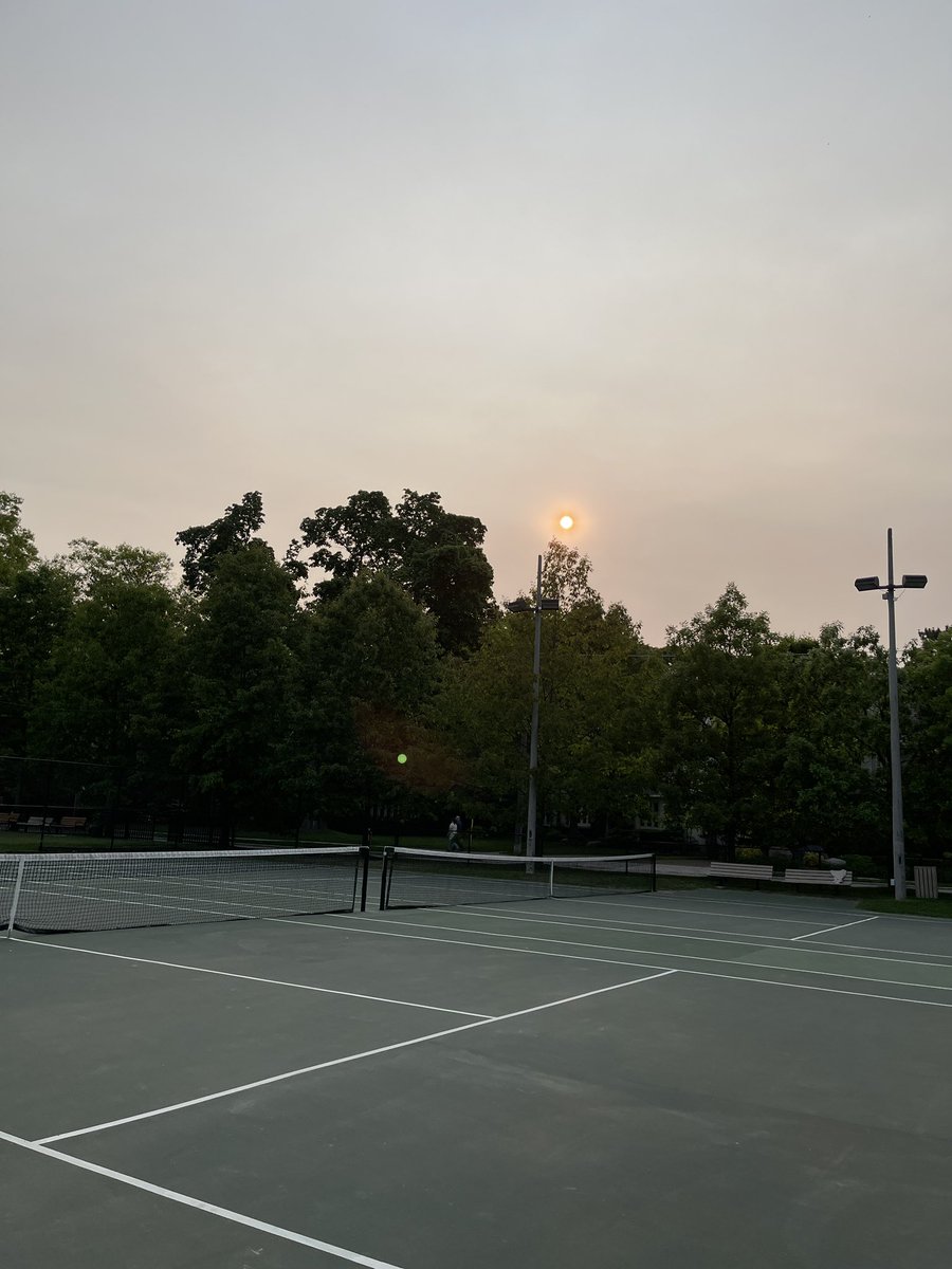 Nicole Karkic - Video Meteorologist (@nicolekarkic) on Twitter photo Tennis in Toronto, under hazy skies last night due to wildfire smoke from the Prairies. <a href="/weathernetwork/">The Weather Network</a> Tennis in Toronto, under hazy skies last night due to wildfire smoke from the Prairies. <a href="/weathernetwork/">The Weather Network</a>