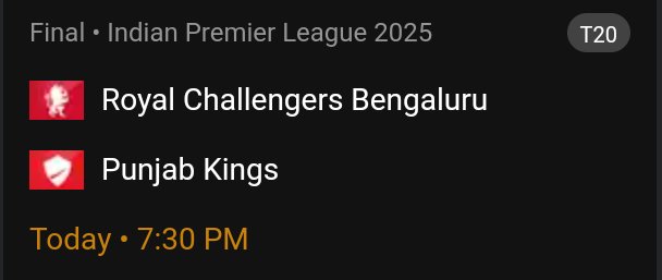 cricketpredic's tweet photo. RCB  will win today. 🏏

#Cricket #Predictions #IPLFinals https://t.co/rGV1WH027T