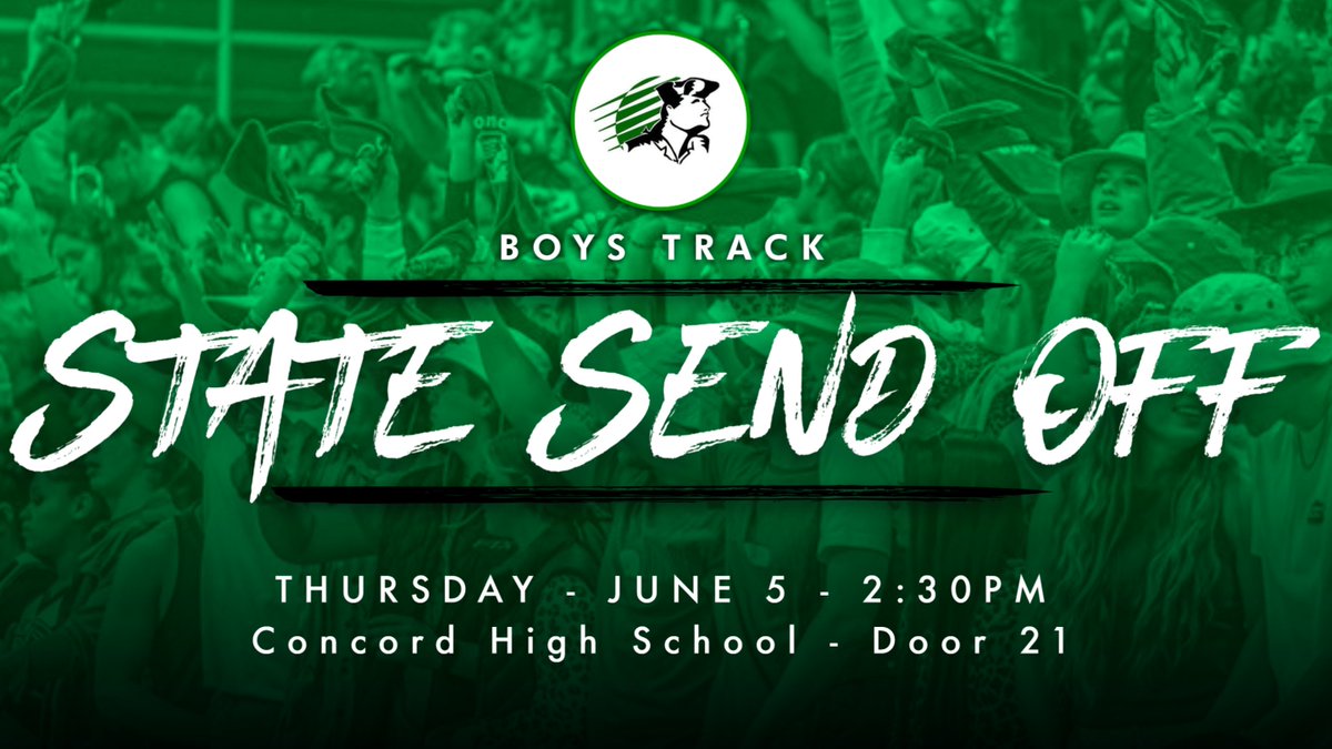 There will be a send-off ceremony for our boys track athletes competing in State Finals on Thursday at 2:30 PM at CHS Door 21.  Come show these guys your support as they head to Indianapolis!