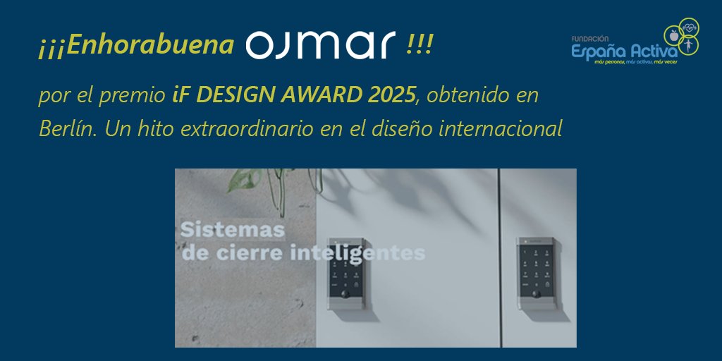 Orgullosos de nuestro gran colaborador <a href="/OJMAR_/">OJMAR</a> , que acaba de obtener el prestigioso premio iF DESING AWARD 2025 en Berlín, por su innovadora cerradura OTS Batteryless!!

noticia completa 👉
tinyurl.com/49rea5ka