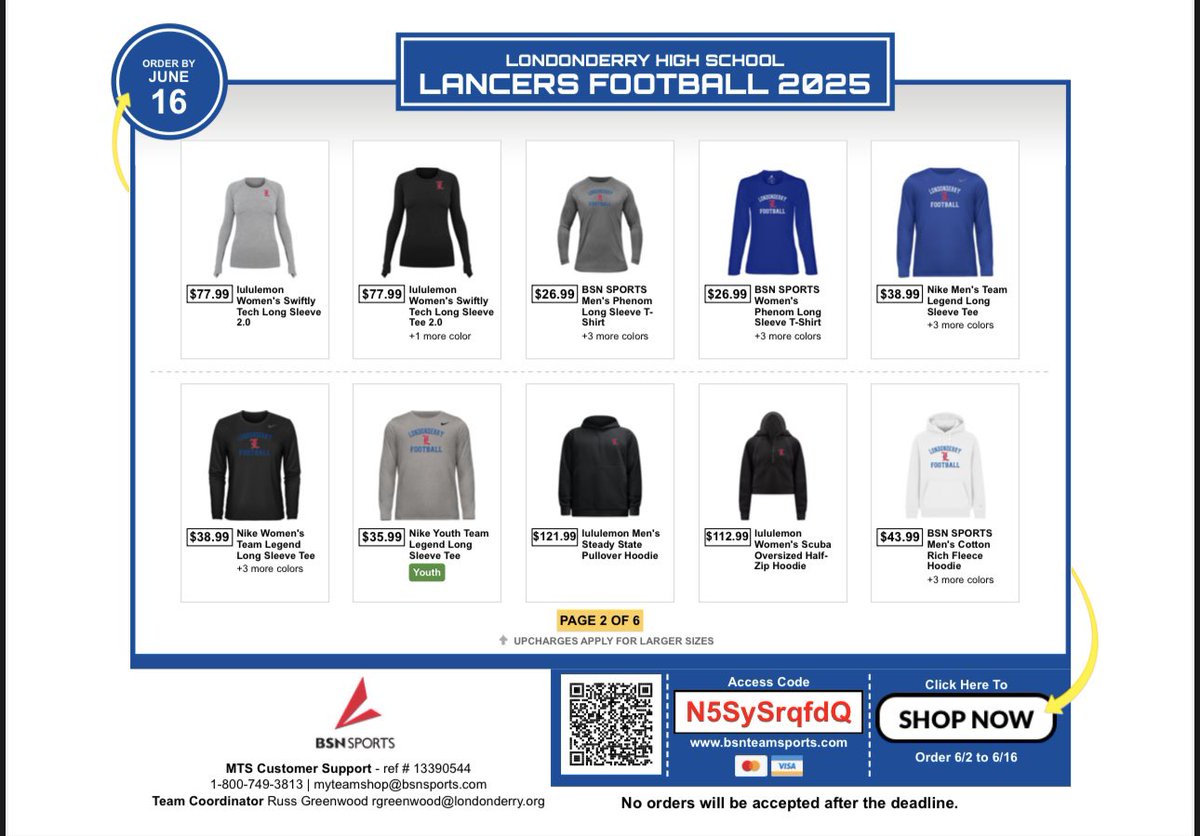 🚨 The Team Store is now OPEN! 🏈🔥 Scan the QR code on the flyer to shop all the latest gear. Limited time only — don’t miss out! #LancersFootball #TeamStore