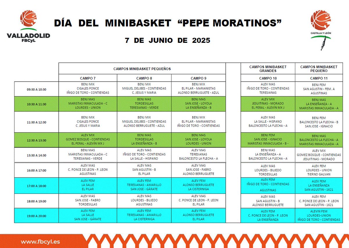 DIA DEL MINIBASKET "PEPE MORATINOS" 

 🏀Sábado 7 de junio de 2.025🏀
🏃‍♀️🏃‍♂️🏃‍♀️🏃‍♂️
Área Deportiva del Campo Grande de Valladolid
