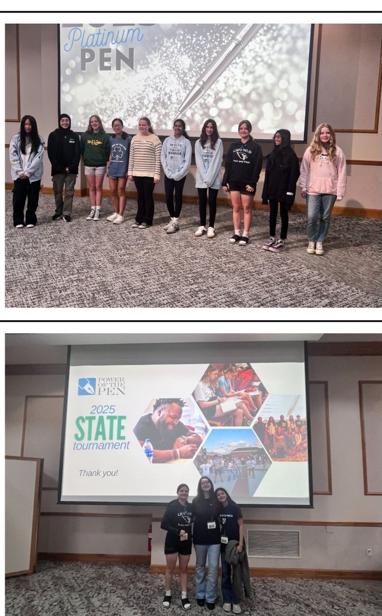7th Grader Daniela Pappalardo, and 8th graders Jocilynn Blott and Sophia Reed attended the Power of the Pen State Competition at Ashland University. This competition is for the top 500 writers in the state of Ohio.