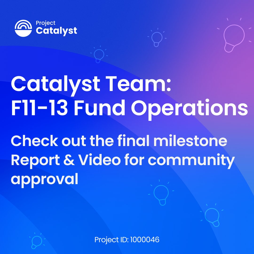 (1) Catalyst: Proof that decentralized, transparent, &amp; accountable innovation funding isn't just possible, it's highly effective at scale. 🚀 

Pioneering Milestone funding, public reporting, with community voting are setting a new standard in blockchain governance, growth, and