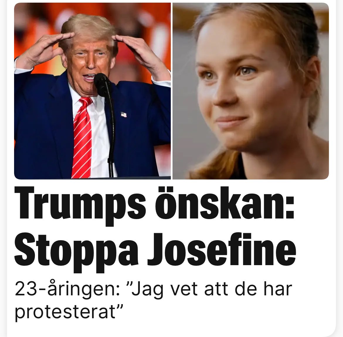Så himla hemskt, när presidenten för USA riktar in sig på en enskild flicka ifrån Danmark! #BackaDanmark