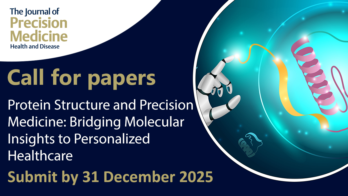 Journal of Precision Medicine: Health and Disease (@jprecisionmed) on Twitter photo 📢 CALL FOR PAPERS 📢
Submit to this #SpecialIssue led by Deputy EIC Vladimir Yarov-Yarovoy <a href="/vyy_sf/">Vladimir Y-Y</a> focusing on:
💉Precision medicine
🏠Structural biology
🧬Protein structure
🔄Protein dynamics
🖊️Biomarkers
🔗buff.ly/nOEnHVY
#proteinstructure #PrecisionMedicine 📢 CALL FOR PAPERS 📢
Submit to this #SpecialIssue led by Deputy EIC Vladimir Yarov-Yarovoy <a href="/vyy_sf/">Vladimir Y-Y</a> focusing on:
💉Precision medicine
🏠Structural biology
🧬Protein structure
🔄Protein dynamics
🖊️Biomarkers
🔗buff.ly/nOEnHVY
#proteinstructure #PrecisionMedicine