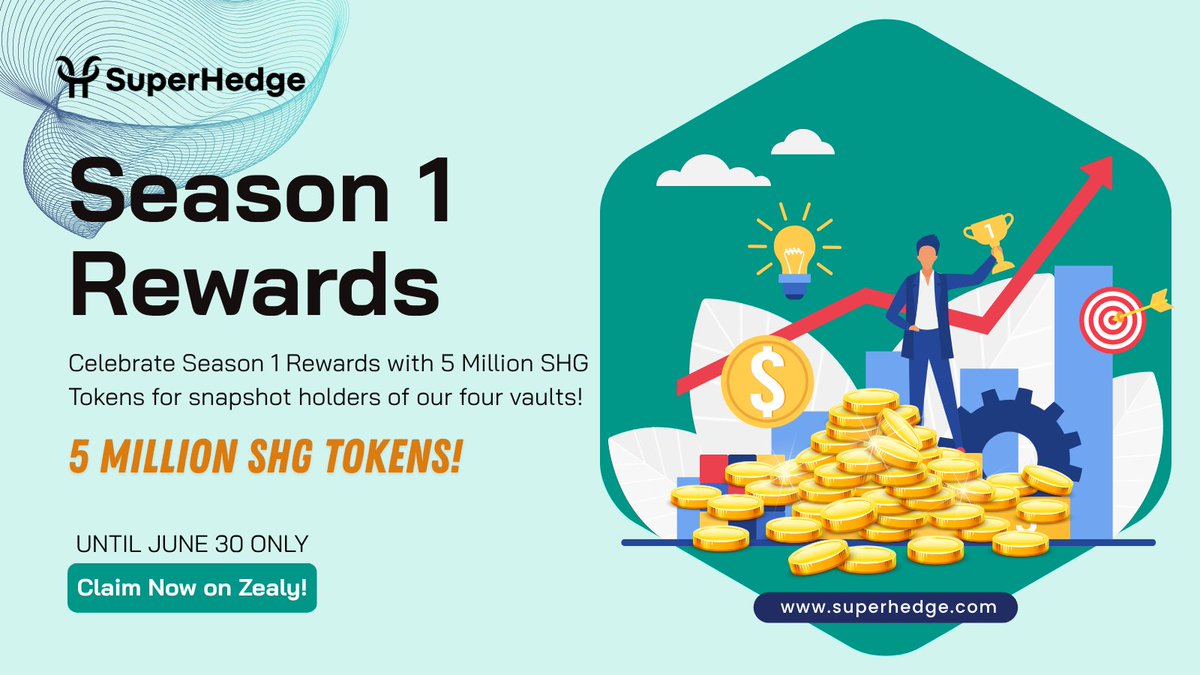 🚀 SuperHedge Season 1 Rewards: 5 Million SHG Tokens! 🚀

Season 1 is officially wrapping up, and we’re thrilled to share that we’ve allocated 5 million SHG tokens for our top supporters! 🎉

💰 Who’s Eligible?
Snapshot holders of our 4 vaults at maturity — you’re part of this