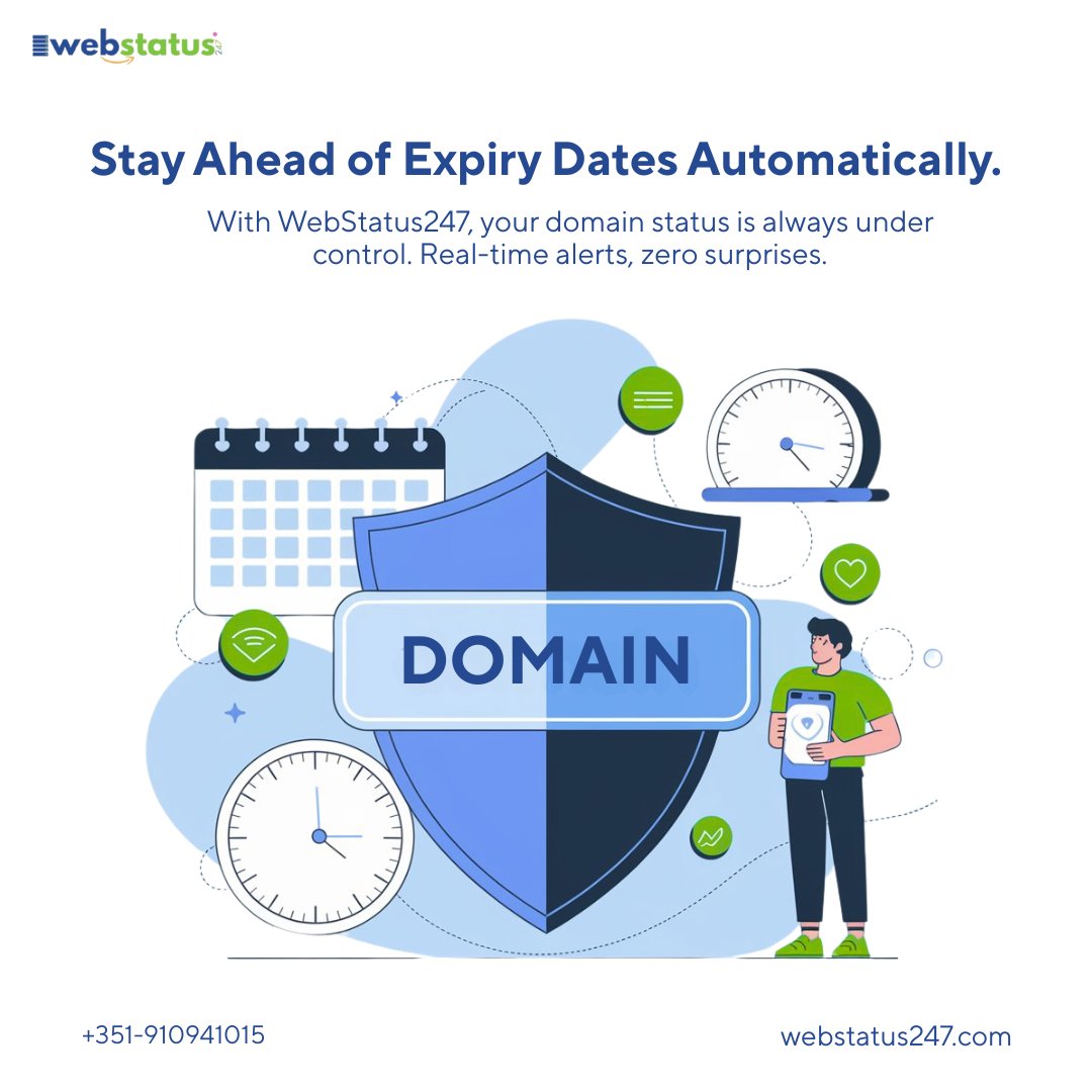 webstaus247's tweet image. Domains don’t send goodbye notes. But we do.

One forgotten renewal can take your entire site offline.

We track the ticking clock — so you don’t have to.
👉 webstatus247.com
📞 +351-910941015

#WebStatus247 #DomainMonitoring #StayOnline #ZeroSurprises #DigitalWatchdog