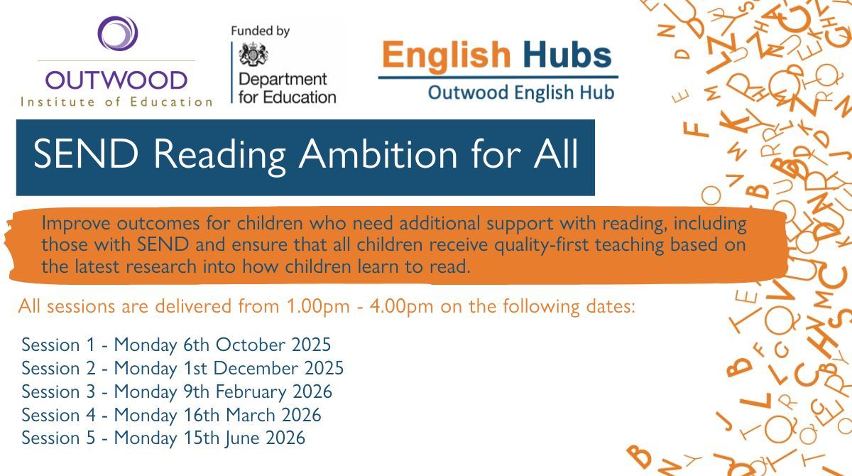 ➡️ Do you want to improve outcomes for children who need additional support with reading, including those with SEND? Our fully-funded Reading Ambition for All professional development may have the answers. 

🖱️ Read more here: tinyurl.com/3kzs838e
