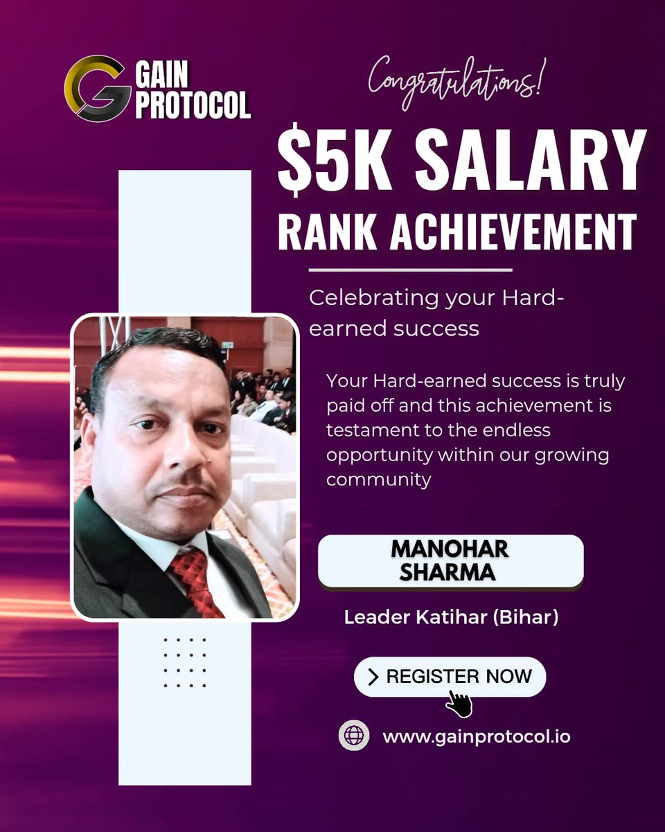 jaykumar1161904's tweet image. 🎉 Congratulations to Manohar Sharma from Bihar! 🇮🇳
He has proudly achieved the $5K Salary Rank in Gain Protocol!

🌐 Visit: gainprotocol.io

#GainProtocol #SuccessStory #FinancialFreedom #CryptoEarnings #ManoharSharma #BiharSuccess #EarnWithCrypto #BlockchainOpportunity