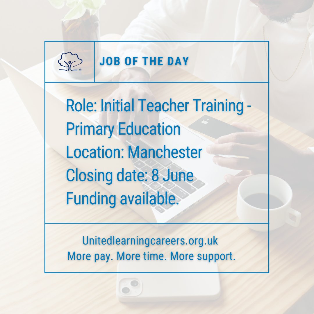📣 Job of the day 📣 

We are looking for a Trainee Teacher - Primary Phase. 

If this could be you, find out more and view our vacancies: ow.ly/CkaR50W0QOM

#JobOfTheDay #NowHiring #JobSearch #Hiring #Vacancy #ApplyNow #Education #OpenToWork #Jobs2Apply4 #JOTD