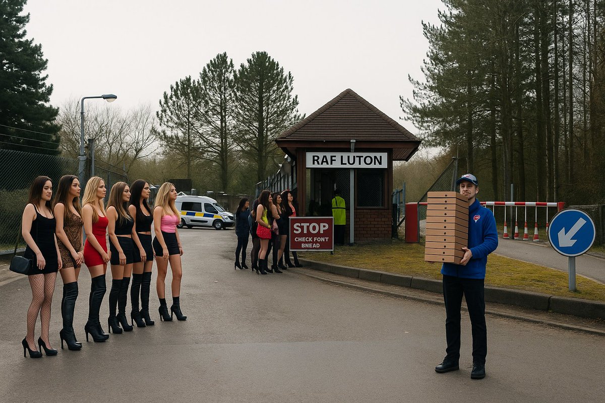 Pizza and Escorts delivery for the 950 migrants currently being housed in luxury barracks at RAF Luton, last night.
They get EVERYTHING.
Some even get hair transplants and turkey teeth. WE PAY! 
Brexiters,I hope you're happy.