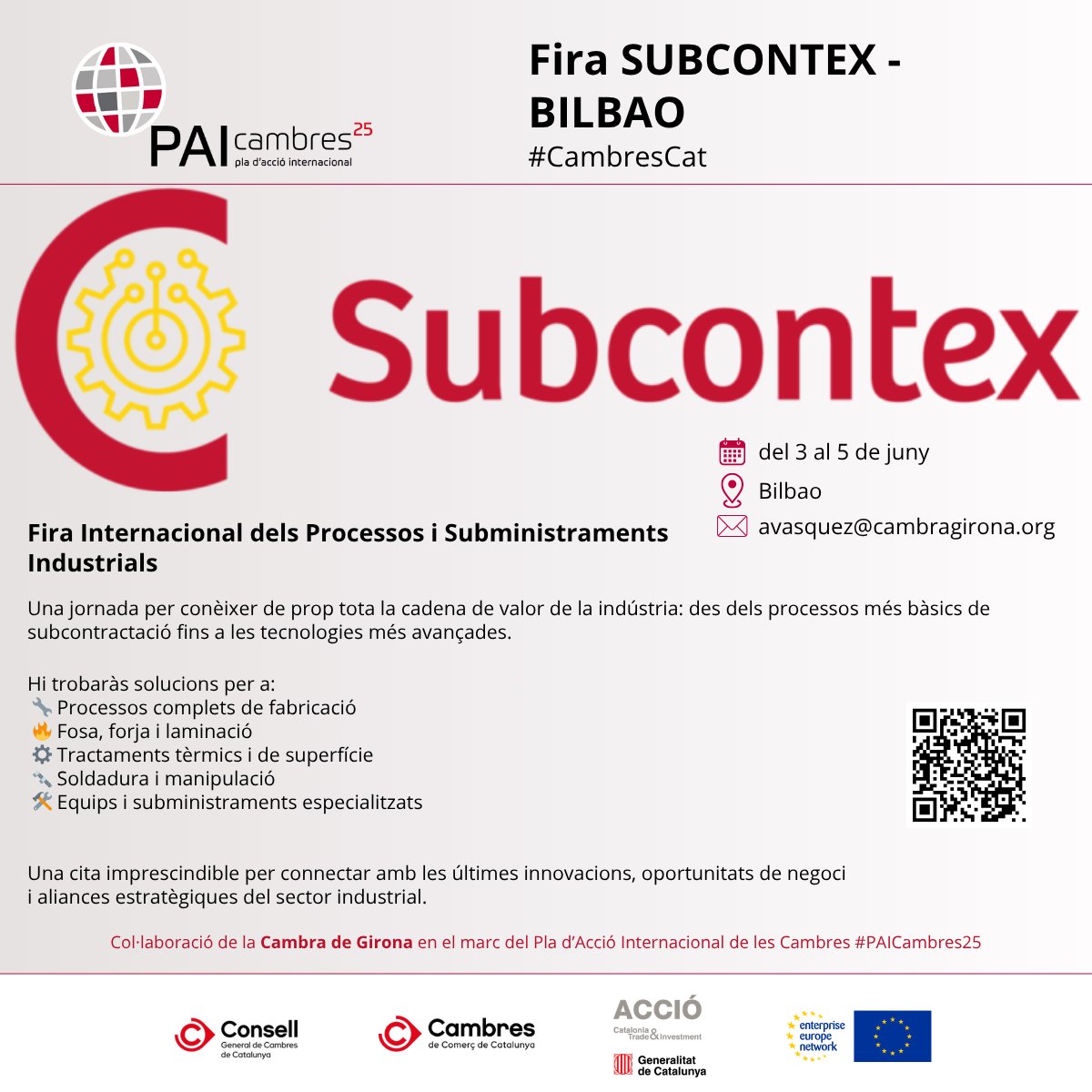 Consell de Cambres de Catalunya Internacional (@cambres_go) on Twitter photo 🔧 Les #CambresCat participem a la fira SUBCONTEX a Bilbao
Connectem la indústria catalana amb aliances i innovacions en subministraments i processos industrials
📍Impulsem #PAICambres25 amb la <a href="/cambragirona/">Cambra de Girona</a>
ℹ️ paicambres.org/jornades/subco…
#Internacionalització #Subcontex 🔧 Les #CambresCat participem a la fira SUBCONTEX a Bilbao
Connectem la indústria catalana amb aliances i innovacions en subministraments i processos industrials
📍Impulsem #PAICambres25 amb la <a href="/cambragirona/">Cambra de Girona</a>
ℹ️ paicambres.org/jornades/subco…
#Internacionalització #Subcontex