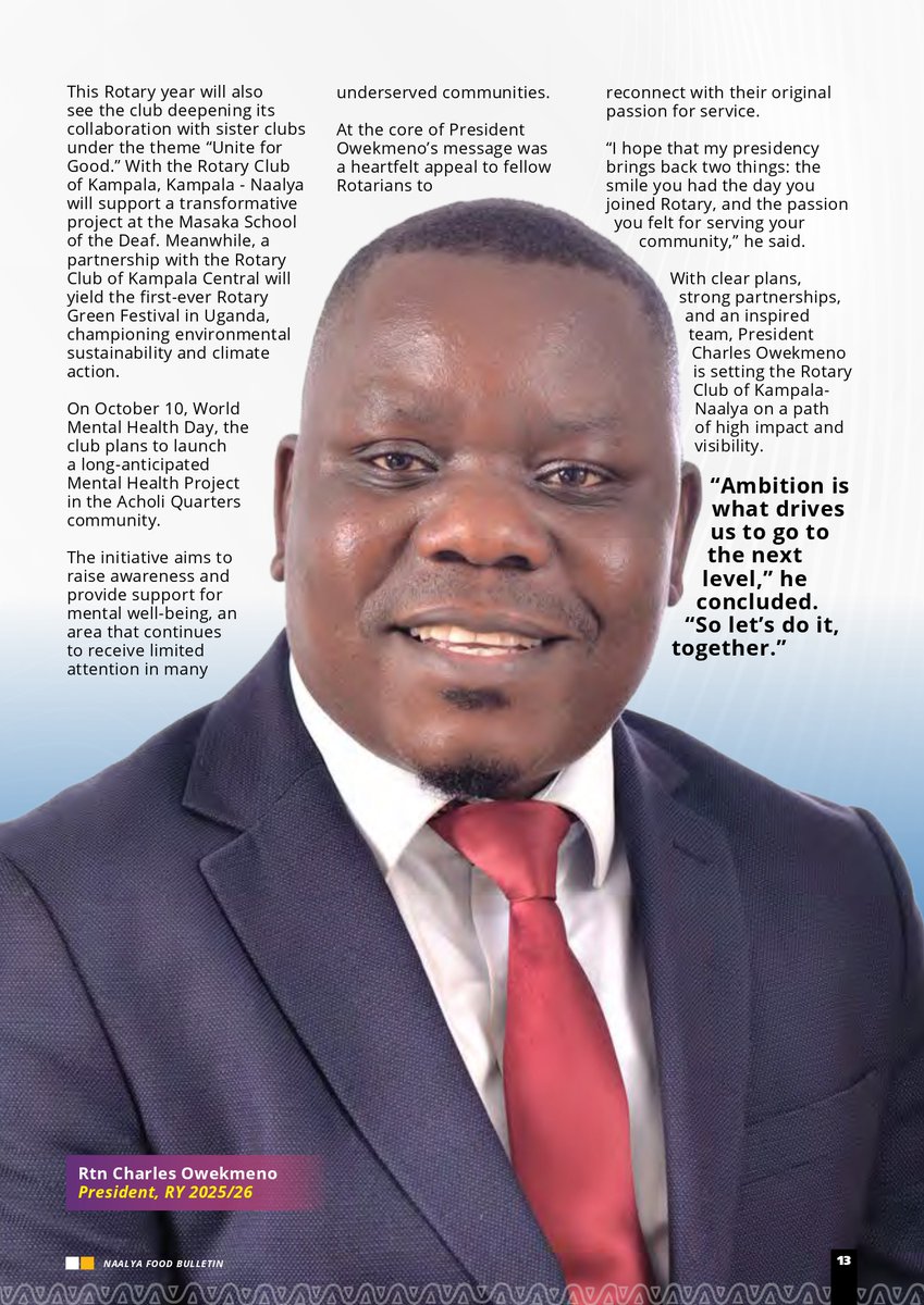 Rotary Club of Kampala-Naalya (@rotarynaalya) on Twitter photo New era. Bold moves. @rotarynaalya installed <a href="/owekmeno/">Meno Charles</a> as President last Tuesday and he’s not playing small. #Discovery #Ambition #Action is his mantra. Did you miss the handover? You missed history but we bring it in our Bulletin here;rotarykampalanaalya.org/bulletins #PeopleOfAction New era. Bold moves. @rotarynaalya installed <a href="/owekmeno/">Meno Charles</a> as President last Tuesday and he’s not playing small. #Discovery #Ambition #Action is his mantra. Did you miss the handover? You missed history but we bring it in our Bulletin here;rotarykampalanaalya.org/bulletins #PeopleOfAction