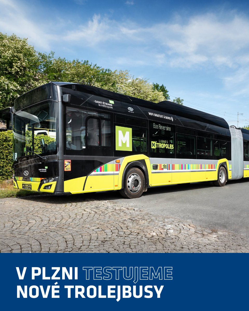 V ulicích Plzně se ode dneška odehrávají testovací jízdy nových trolejbusů s naší trakční výzbrojí určené pro Saint-Étienne. 👀 Kdo si na ně počká?
