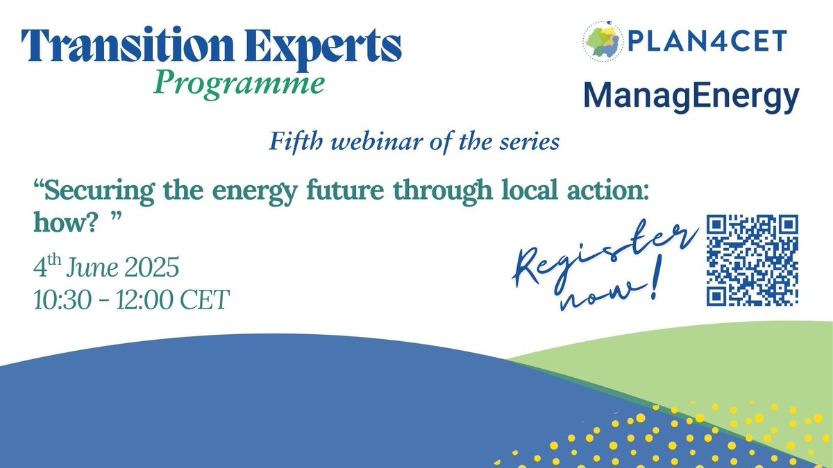 📢 Just 1 day to go!
Join us on 4 June (10:30–12:00 CEST) to see how #EnergyAgencies are driving local #CleanEnergy transitions across Europe.

🎙️ Speakers: @arec_occitanie, Ústí, AESS Modena &amp; #FEDARENE
🆓 Free &amp; online
🔗 buff.ly/e6ixHor