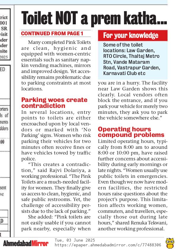 sonali_mistry6's tweet photo. ladies, jaye to jaye kaha??!! 

Read Cover Story 👇

https://t.co/9nH5KsHpDW

#pinktoilet #amc #women #parking #ahmwdabad https://t.co/CrUKn2IR1Q