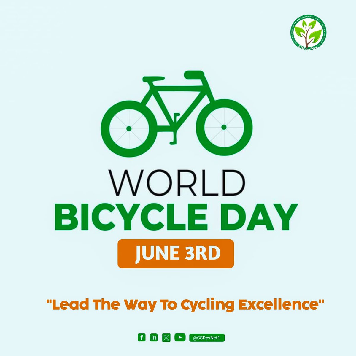 CSDevNet1's tweet image. Today we ride for people & planet. ๐๐ดโโ๏ธ
Bicycles = zero emissions + better health.
Letโs shift gears toward sustainable mobility
#WorldBicycleDay #BikeForClimate #SustainableTransport