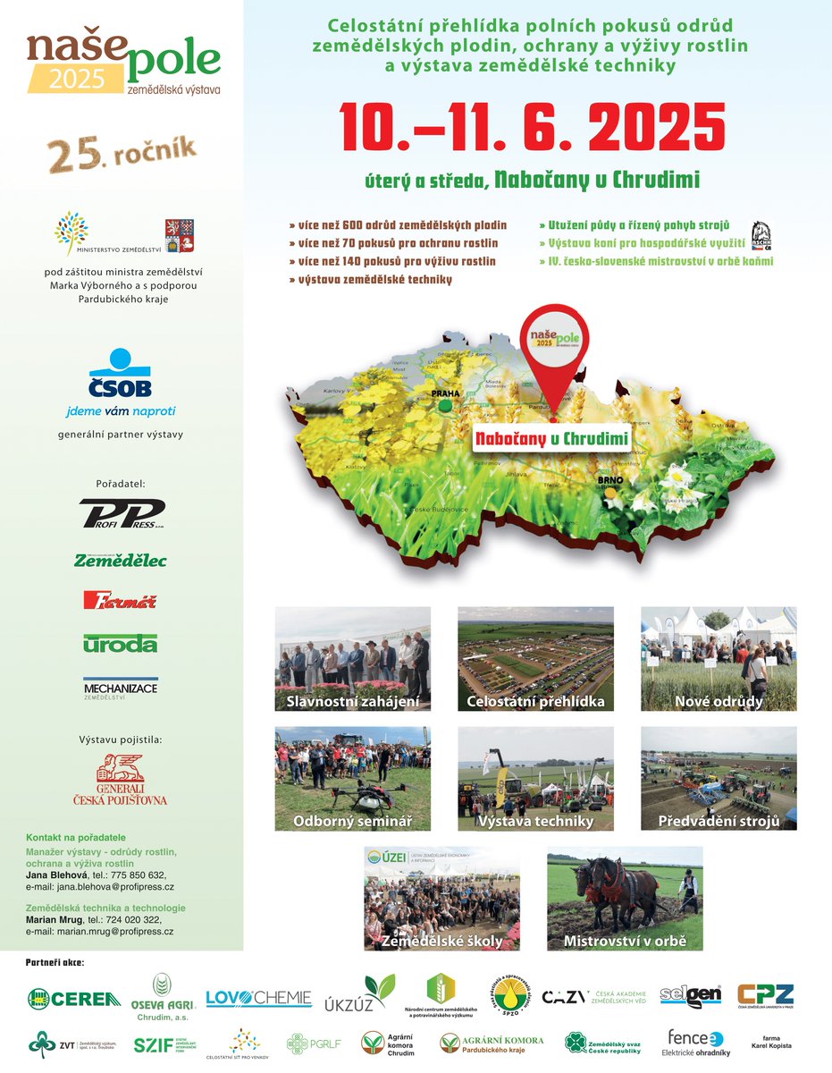 PGRLF, a.s. (@pgrlf_cr) on Twitter photo 🚜 <a href="/PGRLF_CR/">PGRLF, a.s.</a> na výstavě Naše pole 2025!
📍 10.–11. 6. v Nabočanech
Přijďte si pro info o podporách, poradenství i novinky z praxe.
Rovněž se můžete těšit na více než 600 odrůd zemědělských plodin, ukázky techniky a polní semináře.
#PGRLF #NasePole2025 #zemedelstvi 🚜 <a href="/PGRLF_CR/">PGRLF, a.s.</a> na výstavě Naše pole 2025!
📍 10.–11. 6. v Nabočanech
Přijďte si pro info o podporách, poradenství i novinky z praxe.
Rovněž se můžete těšit na více než 600 odrůd zemědělských plodin, ukázky techniky a polní semináře.
#PGRLF #NasePole2025 #zemedelstvi