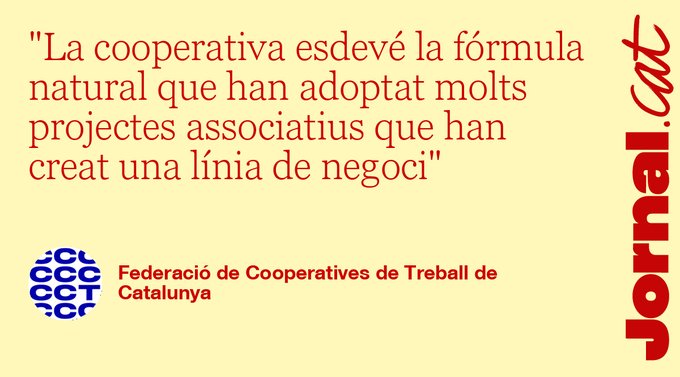 Federació de Cooperatives de Treball de Catalunya (@coopstreball) on Twitter photo Associació o cooperativa? Quina és la fórmula jurídica que ens encaixa?🤔
🔴Article del <a href="/jornalpuntcat/">Jornal.cat</a> sobre les diferències i similituds entre associacions i cooperatives. Clau per a projectes amb impacte social! ✅
Llegeix-lo👉tinyurl.com/2d9gxtyr Associació o cooperativa? Quina és la fórmula jurídica que ens encaixa?🤔
🔴Article del <a href="/jornalpuntcat/">Jornal.cat</a> sobre les diferències i similituds entre associacions i cooperatives. Clau per a projectes amb impacte social! ✅
Llegeix-lo👉tinyurl.com/2d9gxtyr