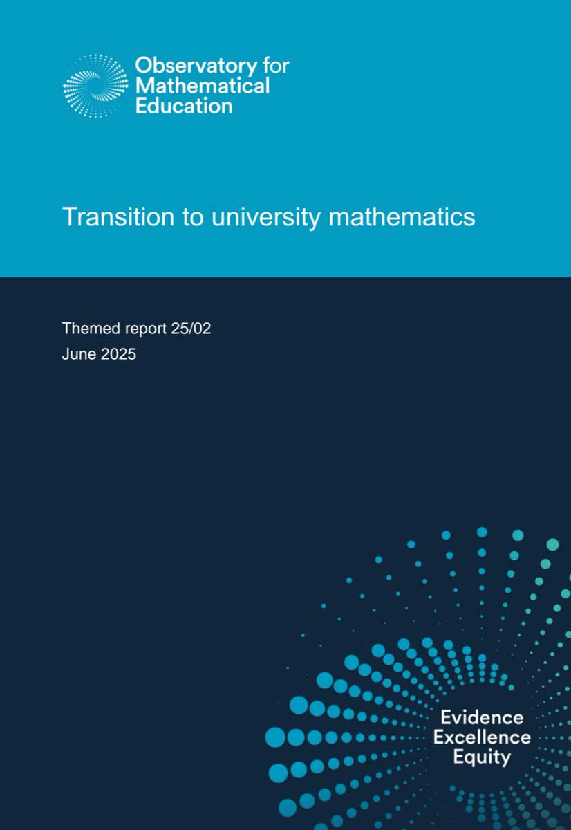 MathsEd_ReschUK's tweet photo. New research from the maths observatory on: Transition to university mathematics.

Nine themes and seven highlights including on curriculum, confidence, coding and learning techniques.

Around 53.5% had A level Further Maths.
https://t.co/DOJnd3enhO

#MathsEd #MathsEdResearch https://t.co/QuJpcaJL8y