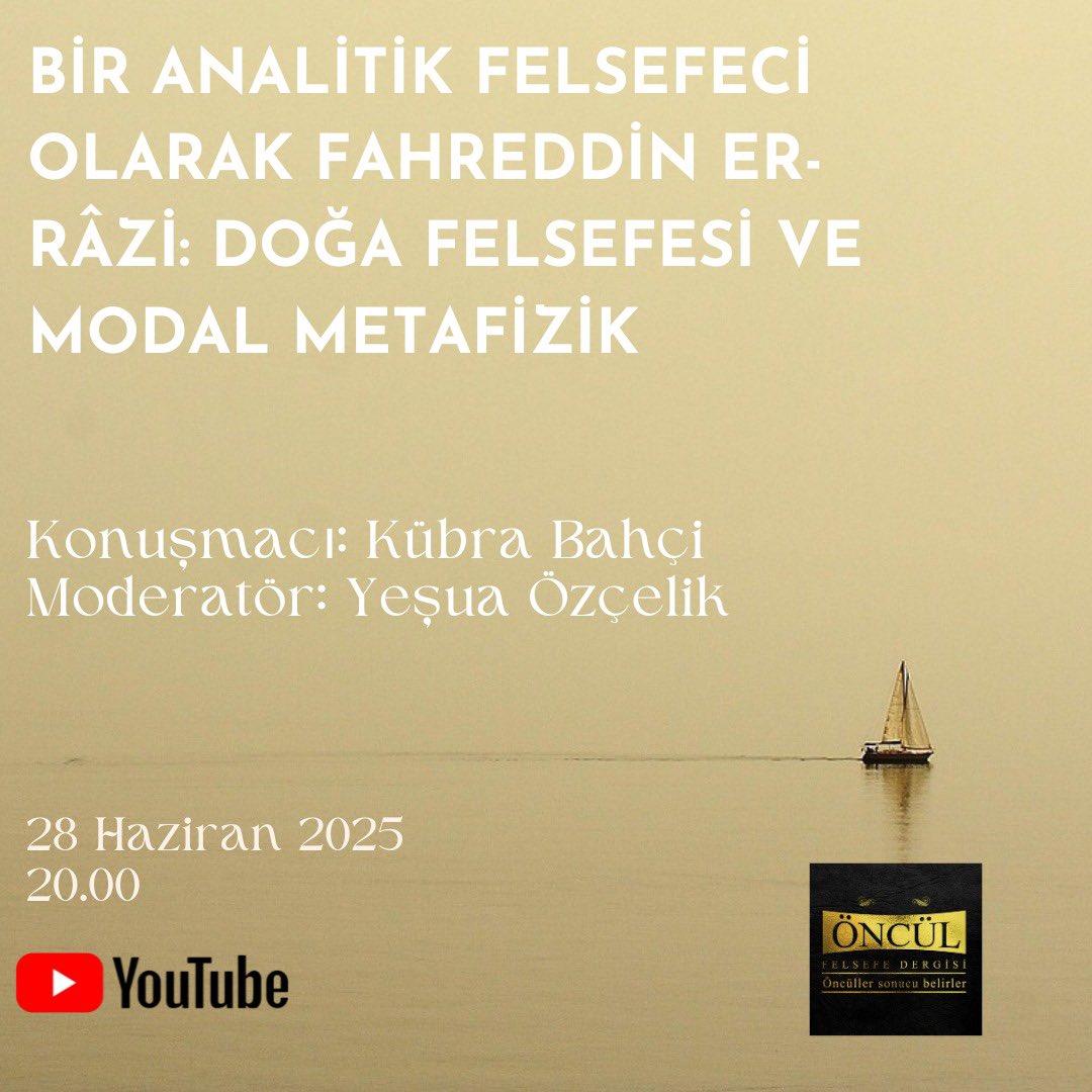 📌 Çalışmalarına Ruhr Üniversitesi Bochum'da Post-doc araştırmacısı olarak devam eden Kübra Bahçi, 28 Haziran tarihinde “Bir Analitik Felsefeci olarak Fahreddin er-Razi: Doğa Felsefesi ve Modal Metafizik” başlıklı konuşması ile konuğumuz olacaktır!👇
youtube.com/live/GjpBnUdgR…