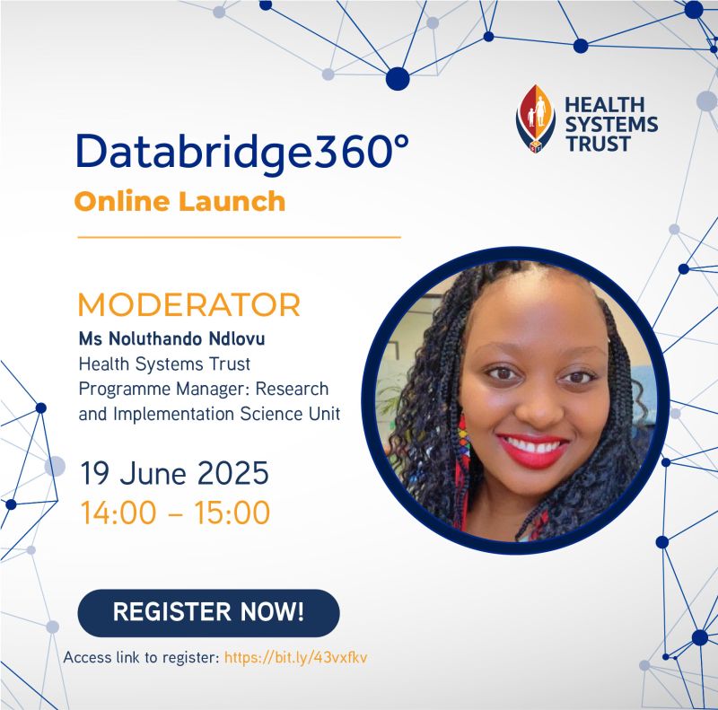 HST_health's tweet photo. Exciting news! Noluthando Ndlovu will be the Moderator of the Databridge360° Online Launch! Get ready for powerful insights and dynamic conversations.
Registration link: https://t.co/rGWLIFgFBd
#Databridge360 #OnlineLaunch #NoluthandoNdlovu https://t.co/bxTfXgvFHX