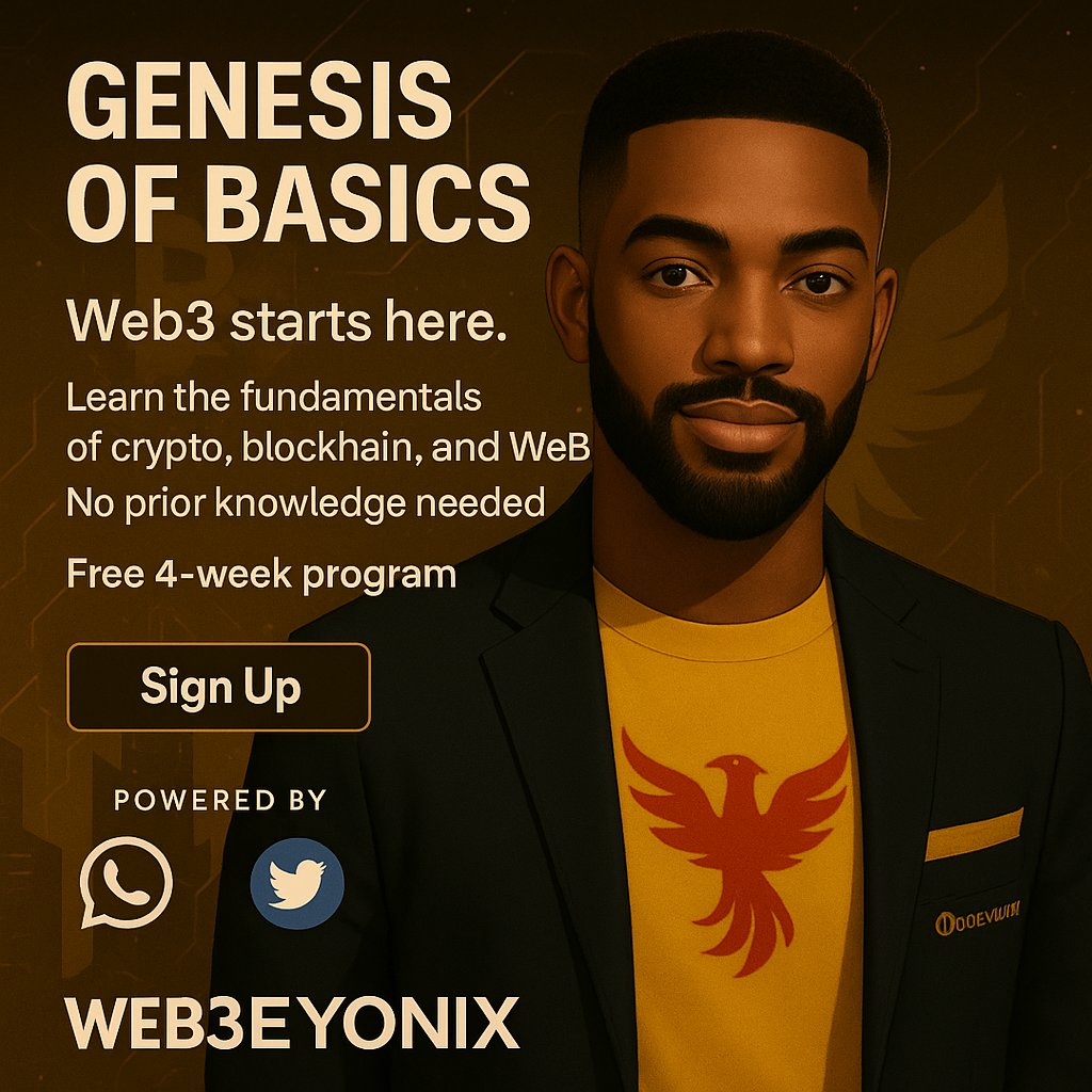 web3Eyonix🐦🔥 (@web3eyonix) on Twitter photo 🚀 Genesis of Basics is here!
Free 4-week Web3 beginner program.
📚 Learn crypto, blockchain & Web3
💬 WhatsApp + Twitter community
🎯 No experience needed
Sign up 👇
forms.gle/dWjdUENjBL4rTt…
#GenesisOfBasics 🚀 Genesis of Basics is here!
Free 4-week Web3 beginner program.
📚 Learn crypto, blockchain & Web3
💬 WhatsApp + Twitter community
🎯 No experience needed
Sign up 👇
forms.gle/dWjdUENjBL4rTt…
#GenesisOfBasics