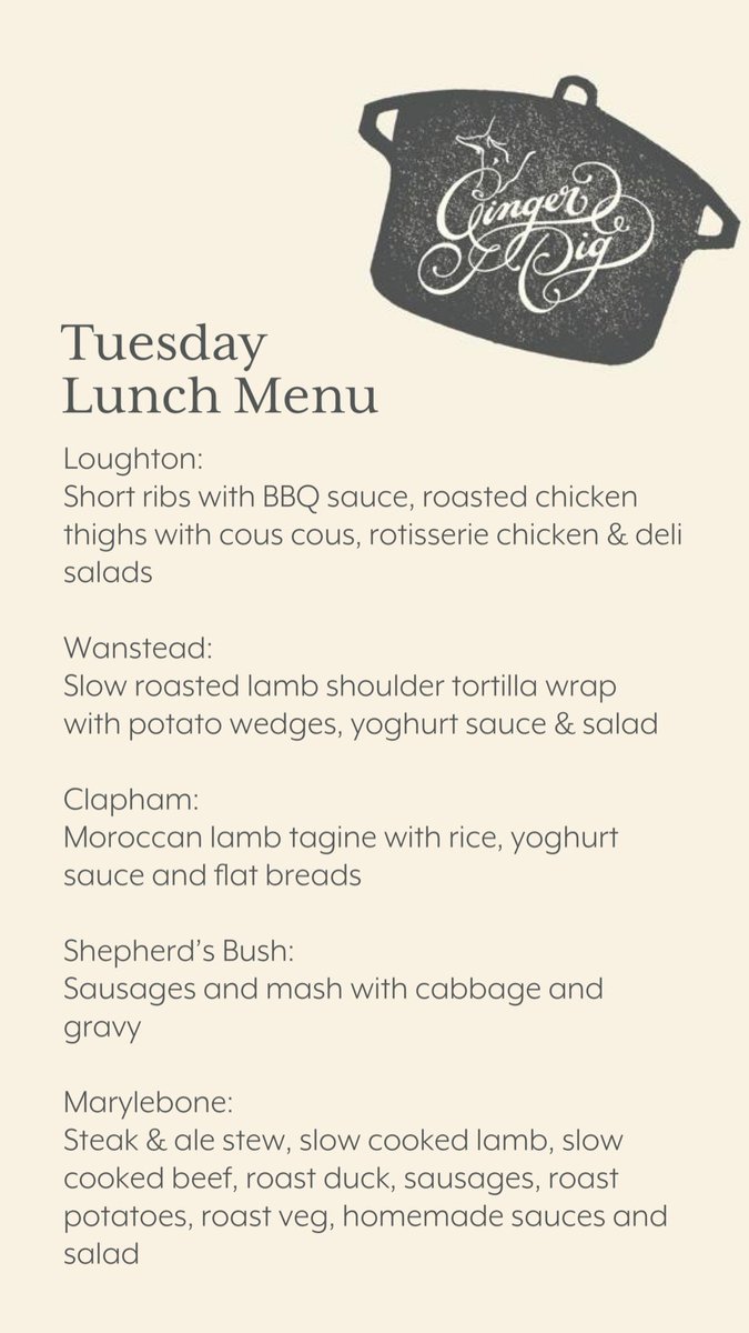 It’s tasty Tuesday once again with our lunch menu…
