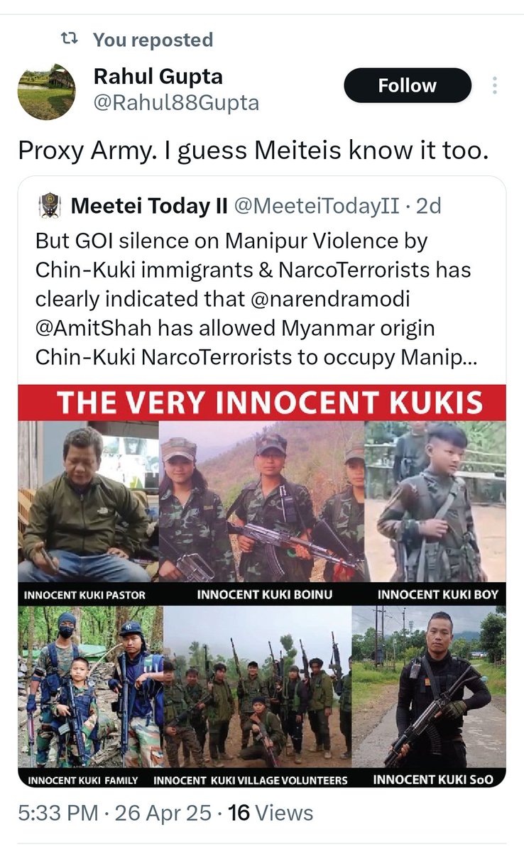 <a href="/reginapaulose/">Regina</a> Permanent Peace in Manipur or Northeast or India can only be restored when the Myanmar origin Chin-Kuki NarcoTerrorists who occupied Manipur are neutralized and the Chin-Kuki immigrants who occupied Manipur are deported back to Myanmar. PERIOD !!!