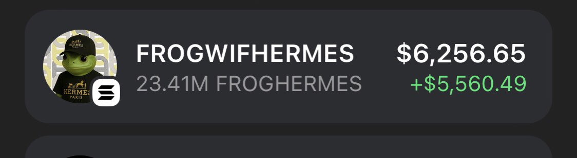 Barrystann's tweet photo. #FROGHERMES play holding up already $6k up in just 4 hours
I feel this is gonna do numbers
LFG!!
#FROGWIFHERMES https://t.co/fsYHlFB1b8
