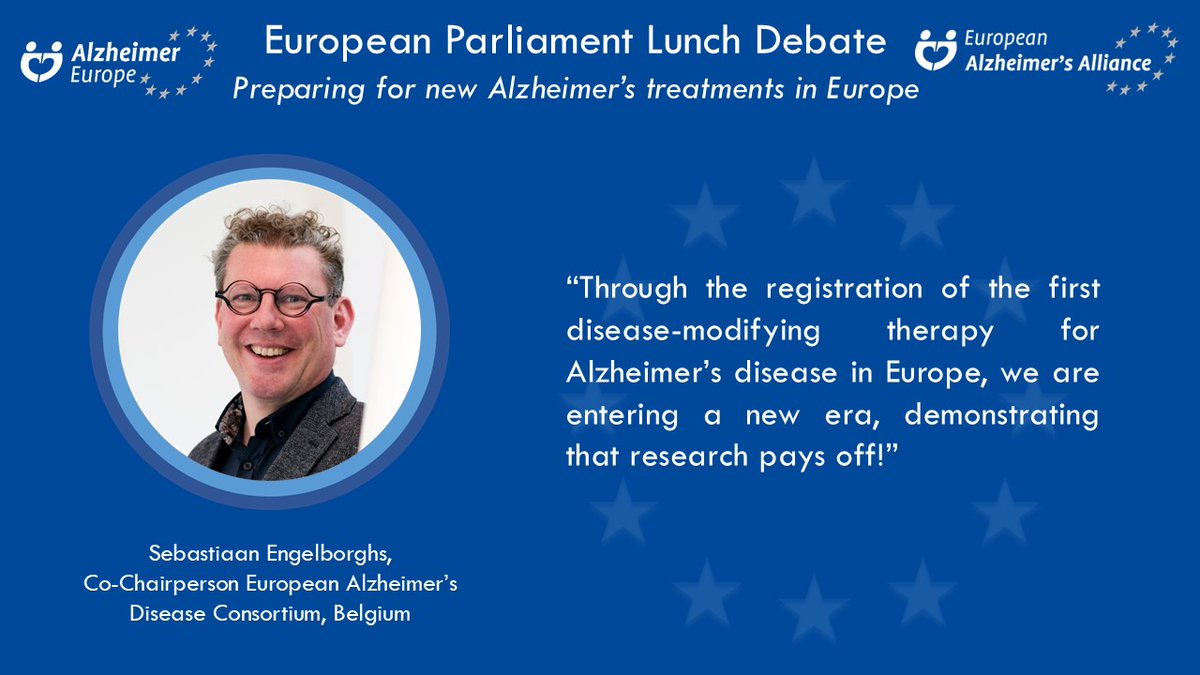 Alzheimer Europe (@alzheimereurope) on Twitter photo The first speaker at today's #AELunchDebate is <a href="/SEngelborghs/">Sebastiaan Engelborghs</a>, Co-Chairperson of the European Alzheimerās Disease Consortium (EADC), who is presenting "The advent of disease-modifying treatments for early Alzheimer's disease in Europe" The first speaker at today's #AELunchDebate is <a href="/SEngelborghs/">Sebastiaan Engelborghs</a>, Co-Chairperson of the European Alzheimerās Disease Consortium (EADC), who is presenting "The advent of disease-modifying treatments for early Alzheimer's disease in Europe"