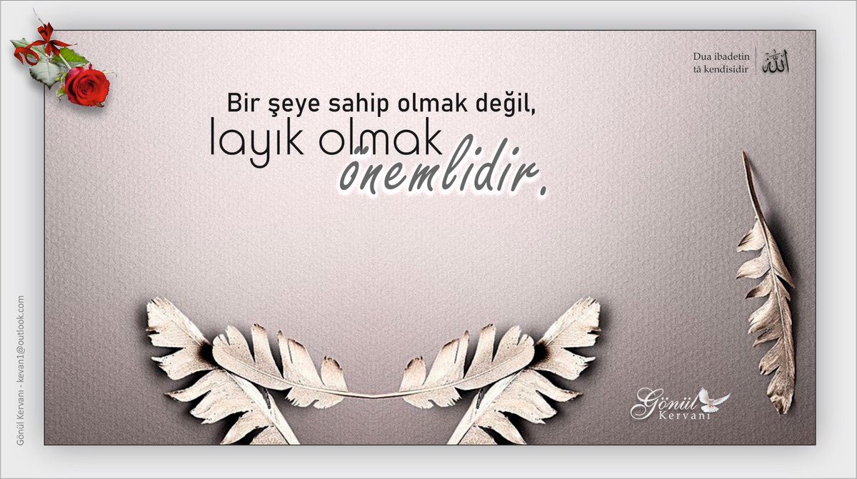 Bir şeye sahip olmak değil, layik olmak önemlidir… 🕊️