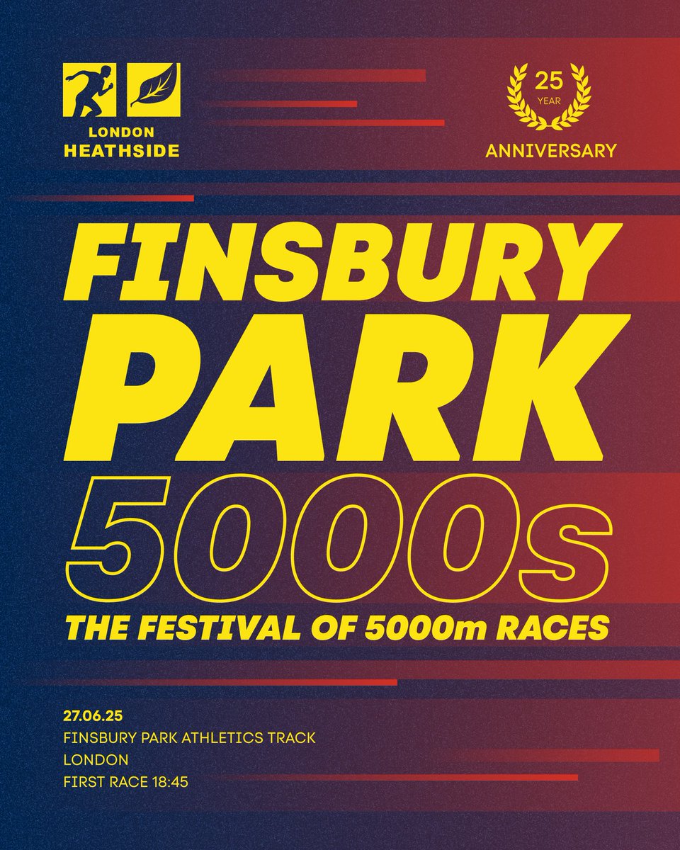 Jacob Howe (@jacobmhowe) on Twitter photo The Finsbury Park 5000s, The Festival of 5000m Races hosted by <a href="/LondonHeathside/">London Heathside AC</a> is on Friday June 27th this. Seven open graded races from 18:45, and entries are selling fast, data.opentrack.run/en-gb/x/2025/G… The Finsbury Park 5000s, The Festival of 5000m Races hosted by <a href="/LondonHeathside/">London Heathside AC</a> is on Friday June 27th this. Seven open graded races from 18:45, and entries are selling fast, data.opentrack.run/en-gb/x/2025/G…