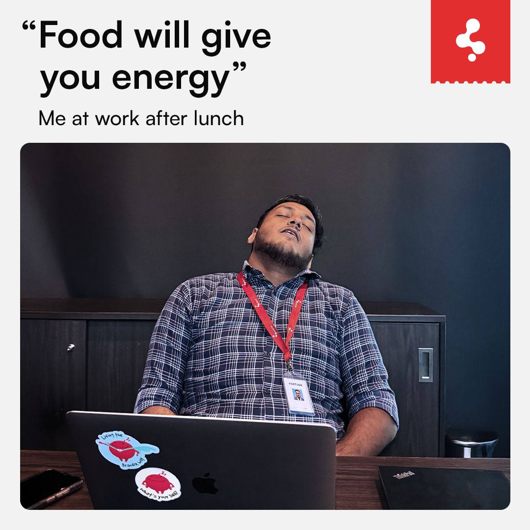 BrandixLanka's tweet image. Post-lunch vibe: send help (or a pillow). 👀 
Tag someone who can relate! #Brandix #InspiredPeople #InspiredSolutions #WorkHumor #Apparel #Manufacturer