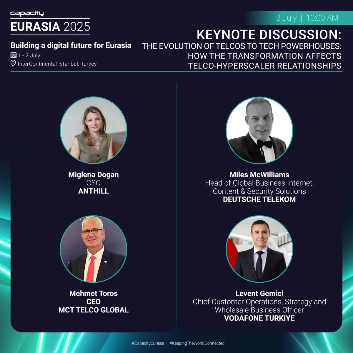 Join us 1–2 July at the InterContinental Istanbul for a powerful keynote:The Evolution of Telcos to Tech Powerhouses: How The Transformation Affects Telco-Hyperscaler Relationships👉Register here  spr.ly/6014NCoU0
#CapacityEurasia #KeepingTheWorldConnected #techoraco
