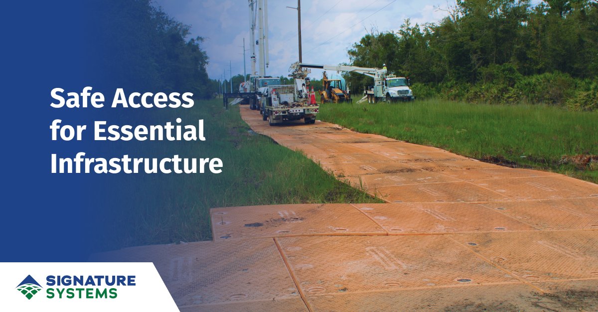 SignatureSystem's tweet image. From remote terrain to high-load zones, utility work demands consistent ground support. Our latest blog explores how high-quality composite matting protects infrastructure, supports crews, and keeps power flowing.

🔗 Read now: tinyurl.com/46puzzbd

#T&amp;amp;D #SiteAccess