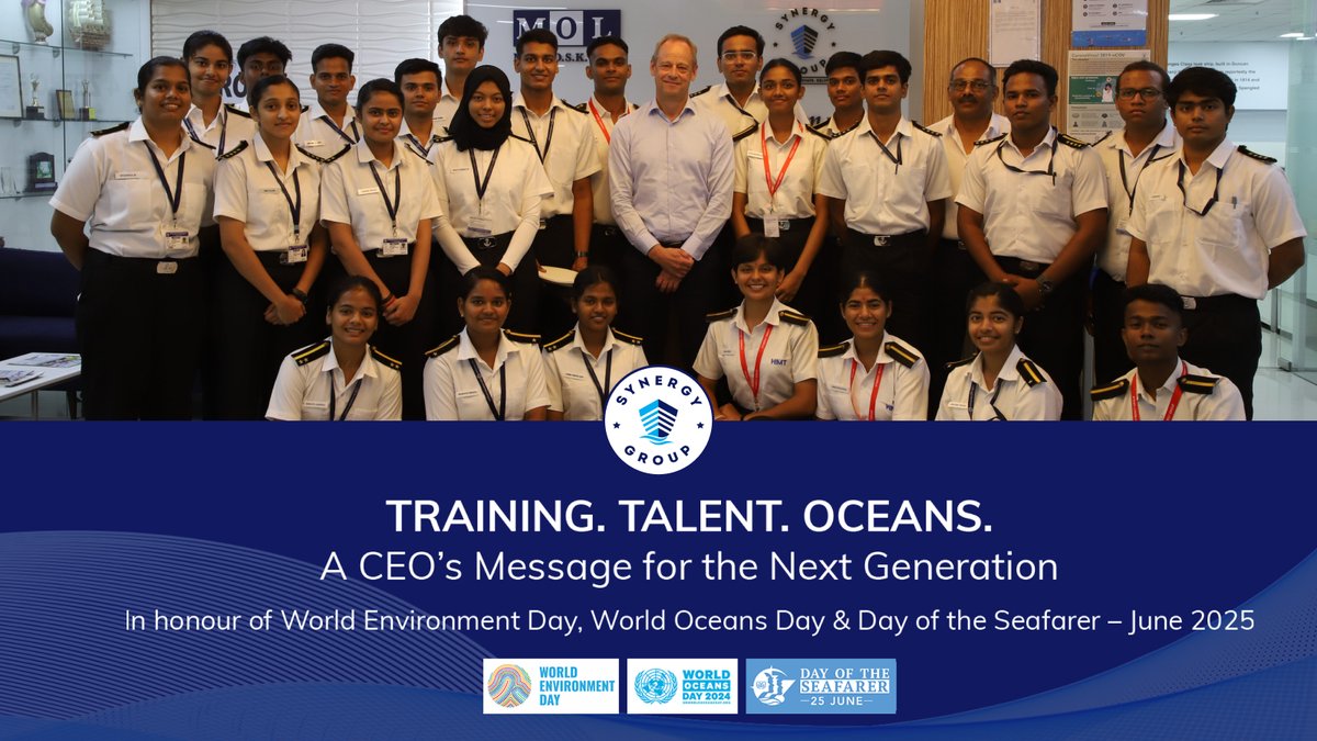 Our Group CEO Jesper Kristensen speaks with cadets on training, talent &amp; purpose at sea—a timely message this June as we mark #DayOfTheSeafarer &amp; #WorldOceansDay 🌊⚓
🎥 Watch the full video: youtu.be/-qpyWo_qDq0

#MaritimeLeadership #WeAreSynergy