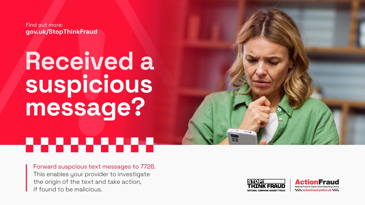 Dorset Police Cyber Protect (@dp_cybercrime) on Twitter photo ⚠️ Report suspicious text messages by forwarding them to 7726 (it's free of charge)
ℹ️27,000 scams have been removed as a result of suspicious text messages reported by the public.
#ReportThePhish ⚠️ Report suspicious text messages by forwarding them to 7726 (it's free of charge)
ℹ️27,000 scams have been removed as a result of suspicious text messages reported by the public.
#ReportThePhish
