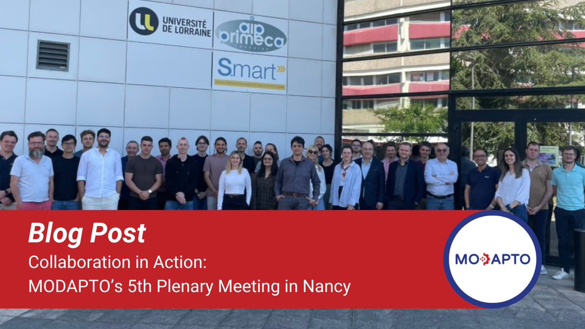 From 13–15 May, Université de Lorraine hosted our 5th #MODAPTO_eu Plenary in Nancy!

💡 Pilot updates, live demos, deep dives into #modularproduction, #digitaltwins &amp; UI services – plus big progress on training &amp; SME outreach.

Read more: modapto.eu/collaboration-…