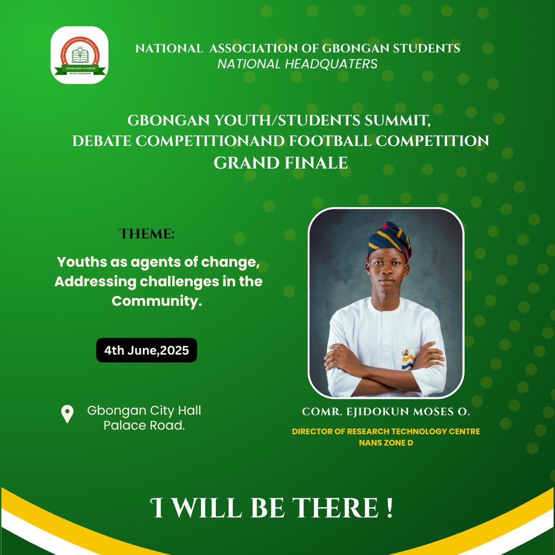 Olúwaṣeun 🧑💻 (@ejidokun_moses1) on Twitter photo Gbongan Olufi Aròkòdèjà!
Tomorrow...
With <a href="/Themanirekandu/">The man Irekandu</a>
Kudos , NAGS Leadership under <a href="/OdemakinB25537/">Odemakin Babatunde Adekanmi Adeposi</a> Gbongan Olufi Aròkòdèjà!
Tomorrow...
With <a href="/Themanirekandu/">The man Irekandu</a>
Kudos , NAGS Leadership under <a href="/OdemakinB25537/">Odemakin Babatunde Adekanmi Adeposi</a>