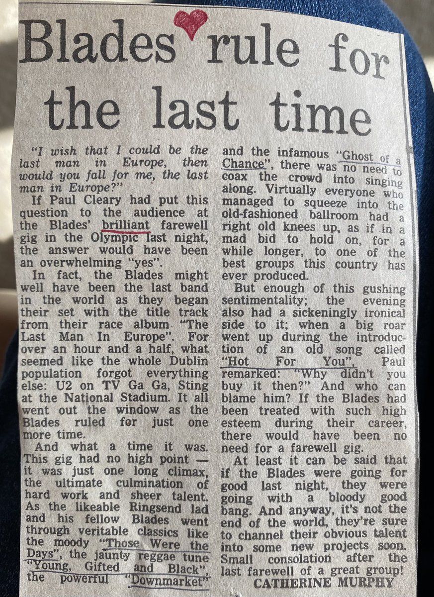 Found this newspaper cutting whilst doing a late spring cleanup on the house <a href="/TheBladesBand/">The Blades</a> 
Great to see you resurfaced again to provide more memories and great music👍🎸🥁