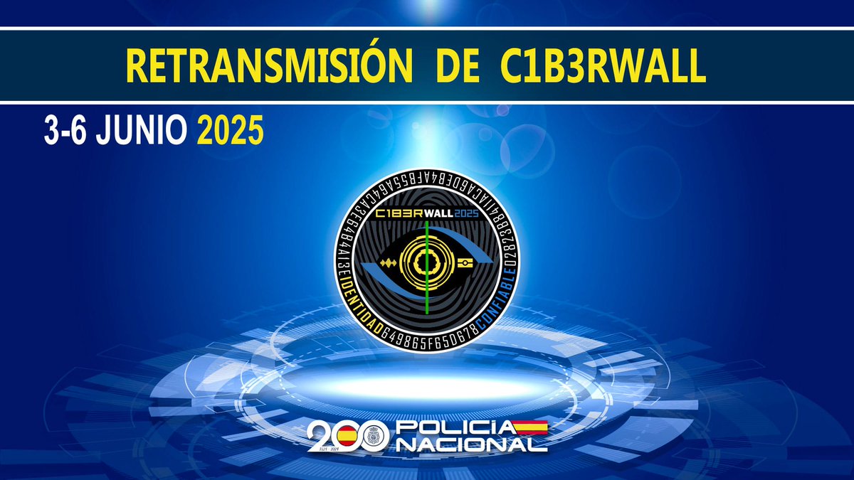 Policía Nacional (@policia) on Twitter photo Comienza el mayor evento de #ciberseguridad
Bienvenidos a la V edición de #C1b3rWall 2025
Síguelo aquí en directo 👇🏻
youtube.com/live/HiRhhTCPF…
Tras la inauguración por el director general de <a href="/policia/">Policía Nacional</a> podréis asistir a la mesa redonda "30 años unidos contra el ciberdelito"
Un Comienza el mayor evento de #ciberseguridad
Bienvenidos a la V edición de #C1b3rWall 2025
Síguelo aquí en directo 👇🏻
youtube.com/live/HiRhhTCPF…
Tras la inauguración por el director general de <a href="/policia/">Policía Nacional</a> podréis asistir a la mesa redonda "30 años unidos contra el ciberdelito"
Un