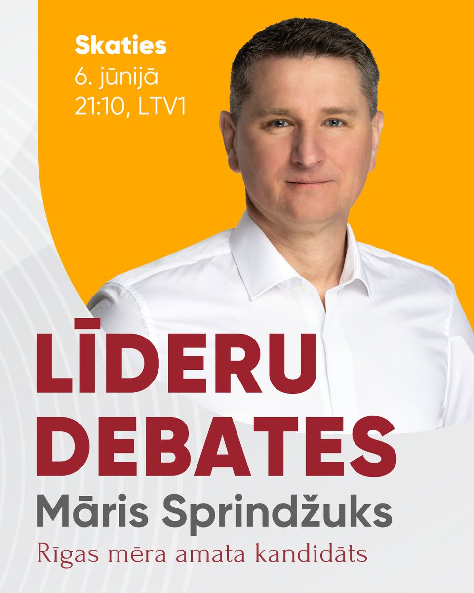 Apvienotais_'s tweet photo. 🟠 Nepalaid garām! APVIENOTAIS SARAKSTS Rīgas saraksta līderis Māris Sprindžuks LTV tiešraides priekšvēlēšanu debatēs.
📌 6. jūnijā | 21.10

➡️ Ar APVIENOTĀ SARAKSTA Rīgas domes vēlēšanu programmu un kandidātiem var iepazīties šeit: https://t.co/3r7s2TO8p6

#APVIENOTAISSARAKSTS #IrIzvēle #RīgaiIrIzvēle #Rīga #14saraksts #Vēlēšanas2025 #DzīvaRīga #DrošaRīga #TurīgaRīga #PareizāIzvēle